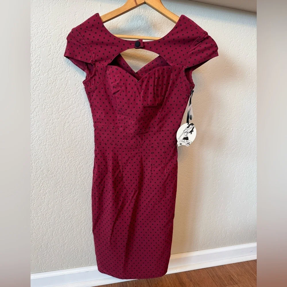 NWT Vintage Y2K Hell Bunny Vixen Dress Red Black Polka Dot Retro Pinup S-M - Picture 2 of 12